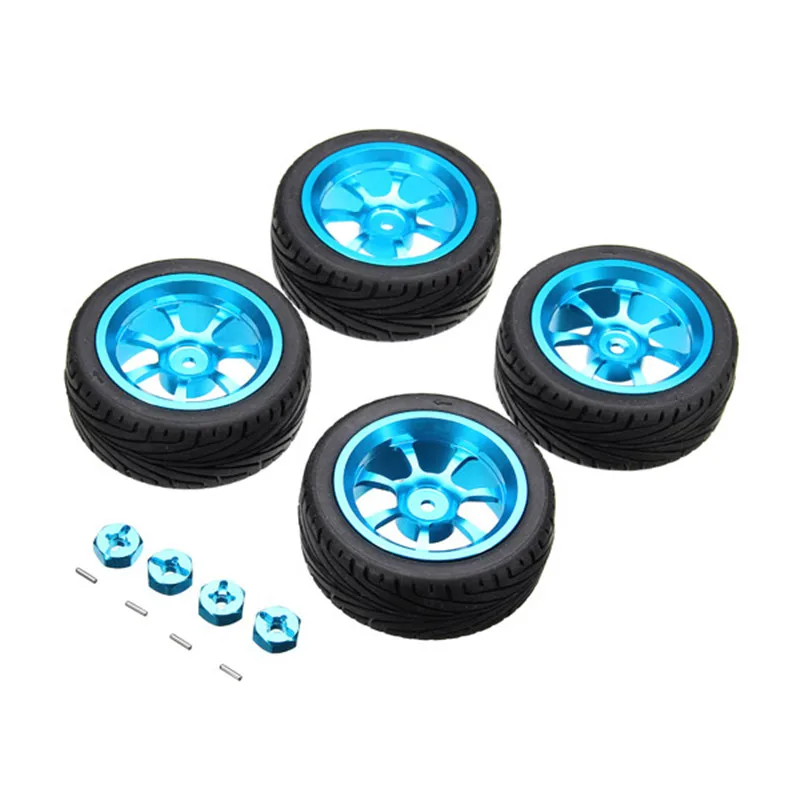 4Pcs High Quality RC Car Wheel Rim & Tires with 12mm Adapter for 1/18
