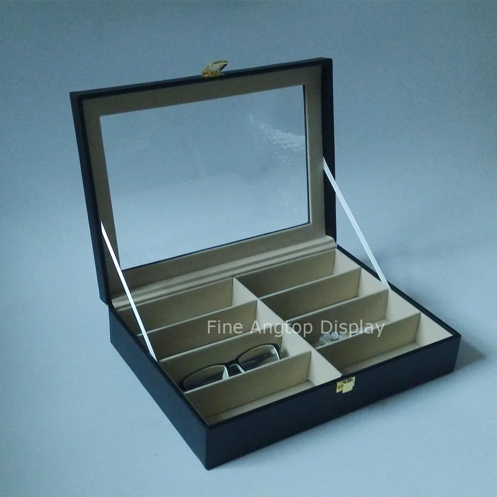 

PU Leather 8 Grid Sunglasses Collection Display Box Stand Jewelry Showcase Holder Glasses Organizer