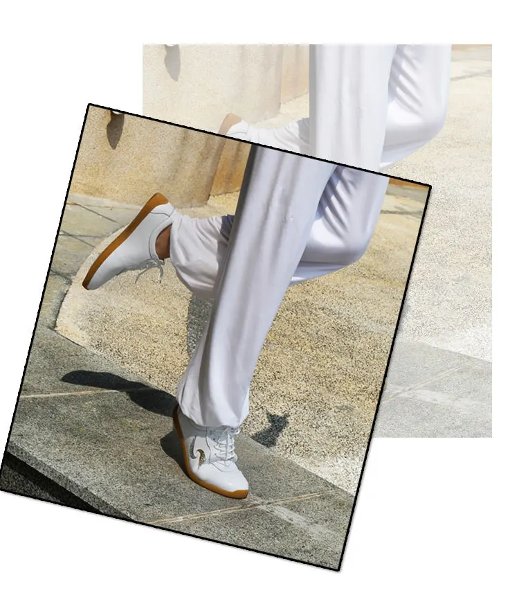 Высококачественная обувь из воловьей кожи Tai Chi обувь для ушу из мягкой натуральной кожи, артистичные Сникеры 35-45 черного и белого цвета