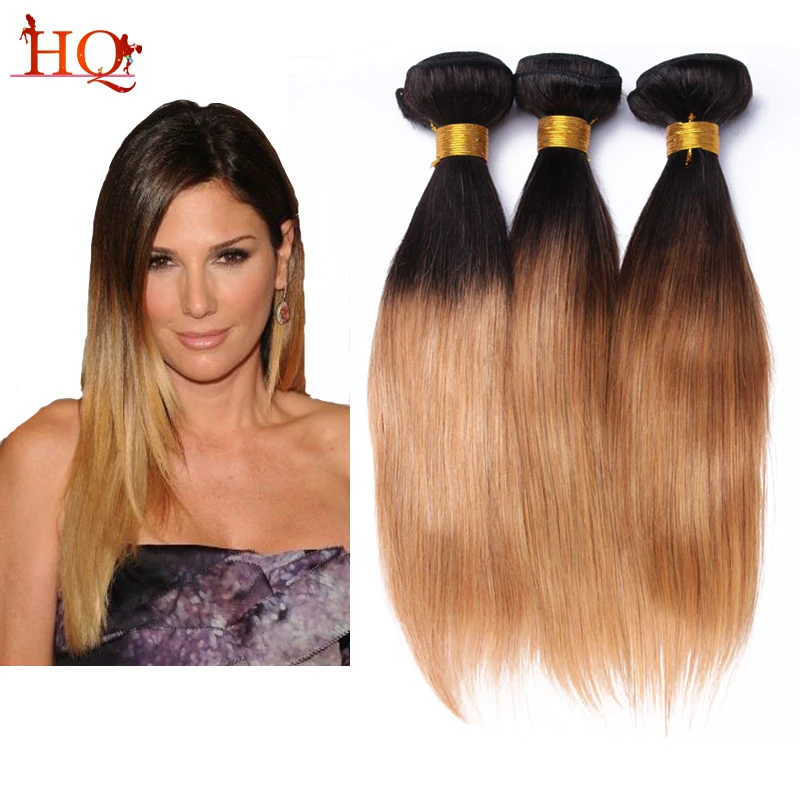 

Ombre Hair Extensions Mongolian Straight Hair Two Tone 1B/27Color 3PCS 7A Top Quality Human Hair Extensions Straight Ombre Hair
