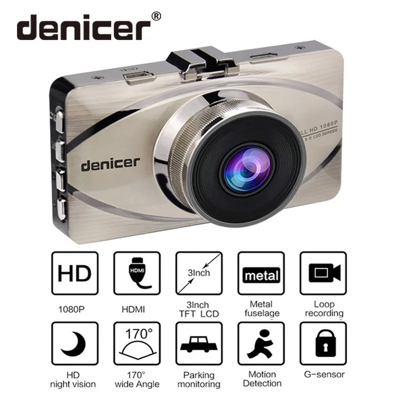 Denicer Автомобильный видеорегистратор Novatek 96655 камера Full HD 1080P Автомобильный видеорегистратор регистратор 170 градусов широкоугольная камера