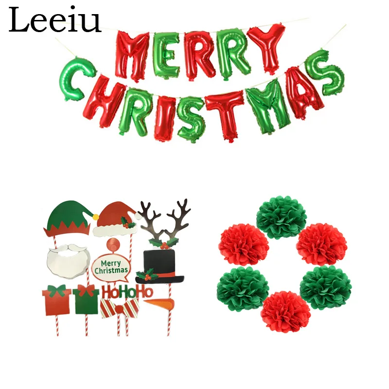 

Leeiu Merry Christmas Foil Balloons Christmas Photo Booth Props 2019 Happy New Year Party Decoration Xmas Party Supplies