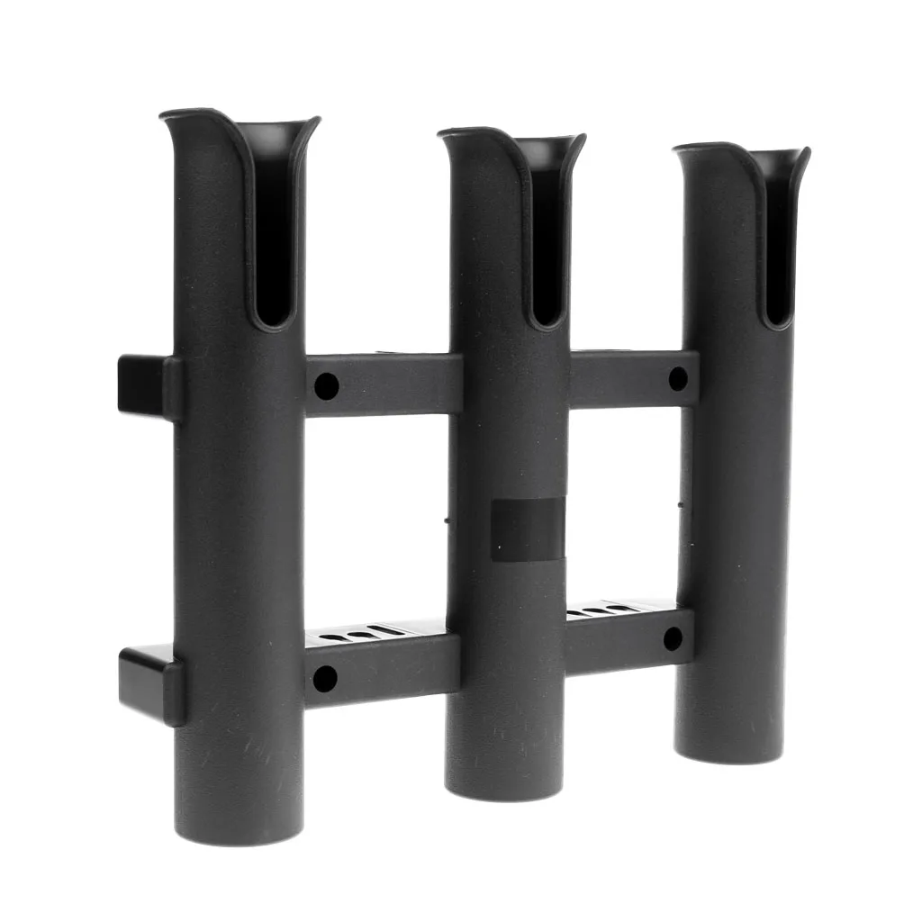 Black Plastic 3 Tube Fishing Rod Holder Rack Bracket Socket for Marine Boat Kayak Canoe Fishing Angling