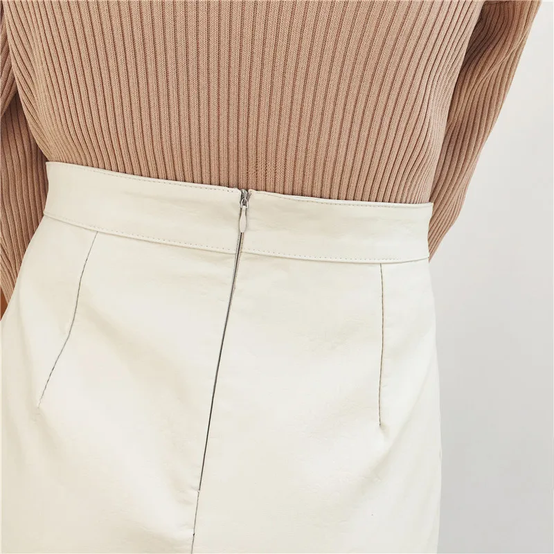 Flectit в Корейском стиле, женские, с высокой талией уплотненные Искусственная кожа мини-юбка в оливково-зеленый/черный/белый цвет Женская