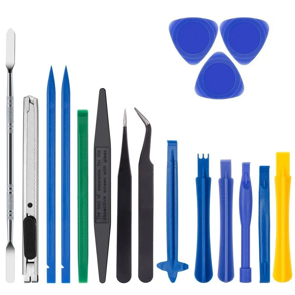 

Vastar 18 in 1 Smart Phone Repair Tool kit include Opening Pry Tool With Nylon Spudgers 2 Anti-Static Tweezers Knife