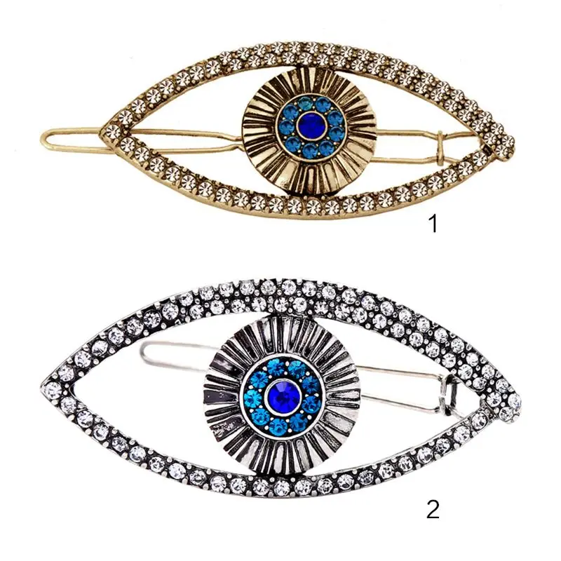 

Minimalist Turkey Eye Shape Hair Clips Lady Vintage Glitter Rhinestone Jewelry Hairpins Alloy Decorated Barrettes Women Headwear