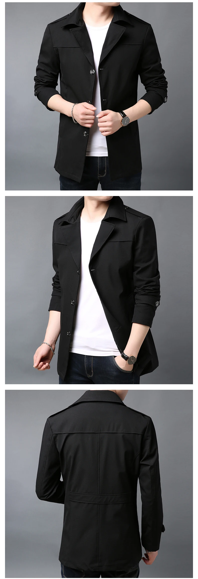New Fashion Jackets Mens Long Sleeve Outerwear High Street Trend Windbreaker Overcoat Trending Casual Coat Men Clothing