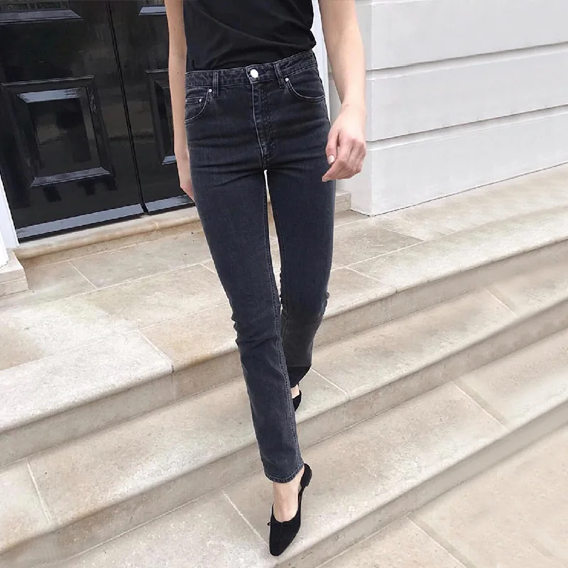 

Coal Grey Straight denim jeans for woman High quality