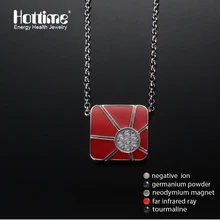 Gotas de aceite de proceso 4en1 bio elementos energía magnética del acero inoxidable 316l collares colgantes de los hombres de hip hop con rojo (color)