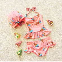 Обувь для девочек лето печати с тонкими лямками купальник, купальник детей, купальник для малышей 4 шт./лот wz21