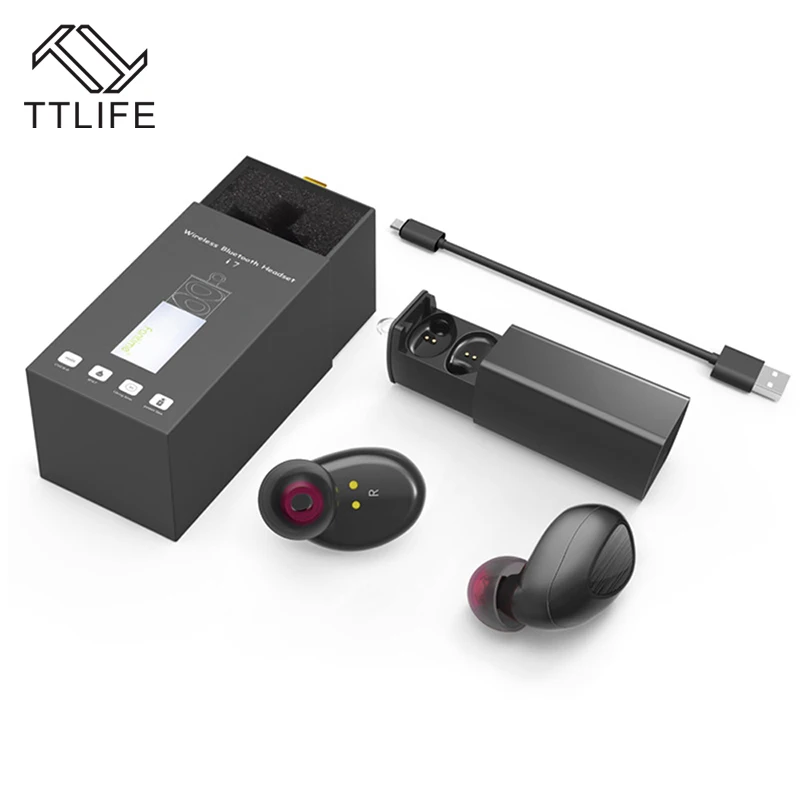 TTLIFE Mini Wireless Bluetooth 4 1 Stereo Earphone TWS Sports Handsfree Headphone with Power Bank for