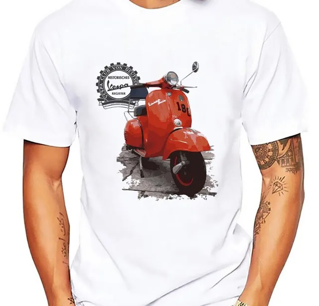 Классическая мужская футболка vespa бренд jollypeach новинка Повседневная homme удобная