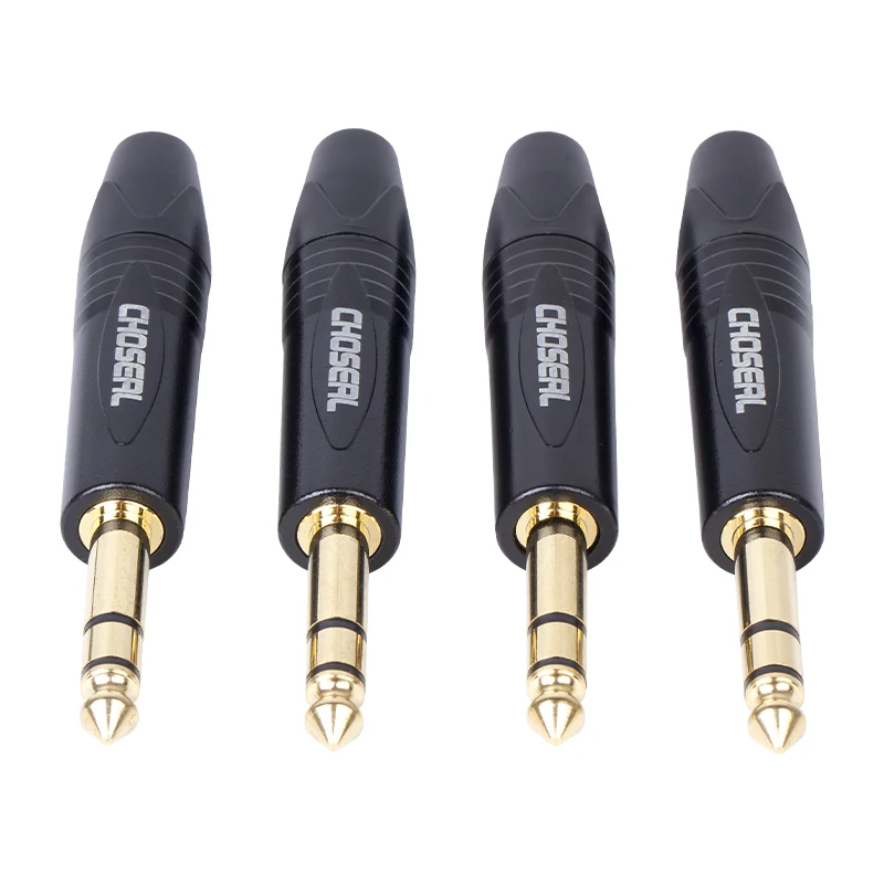 Choseal 4PCS 6.35MM Jack Male Plug Stereo Connector To 6.5MM Female Connector for Microphone
