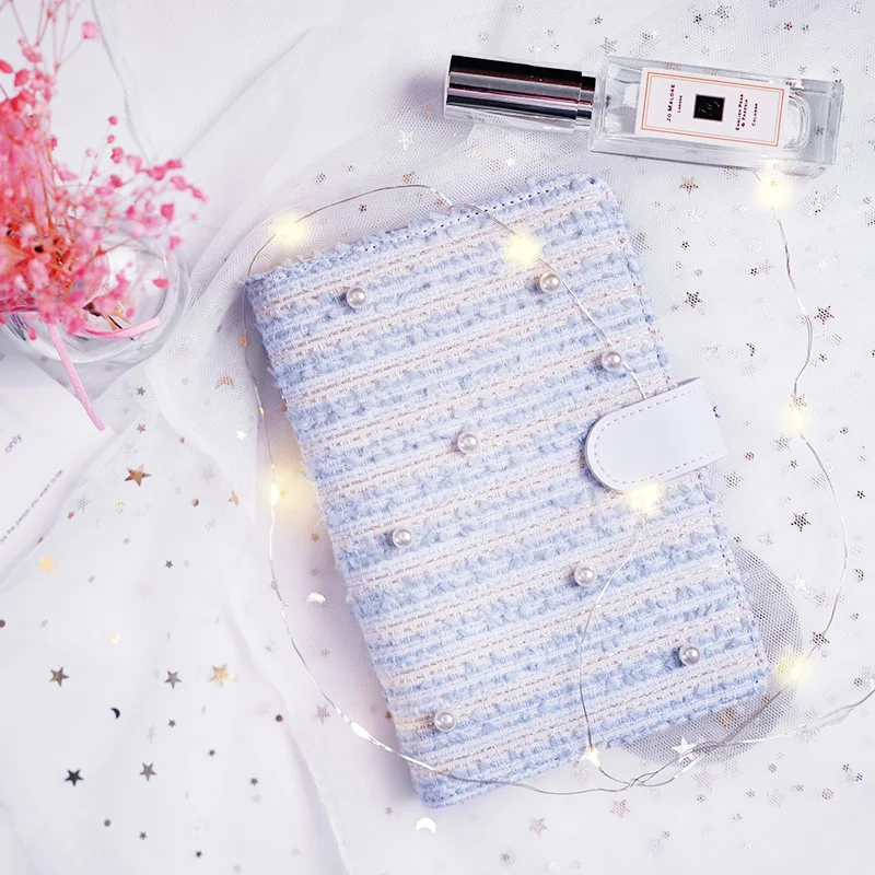 

Creative macaron felt with pearl office school 6-holes binder agenda planner organizer spiral notebook for girls stationery A5A6
