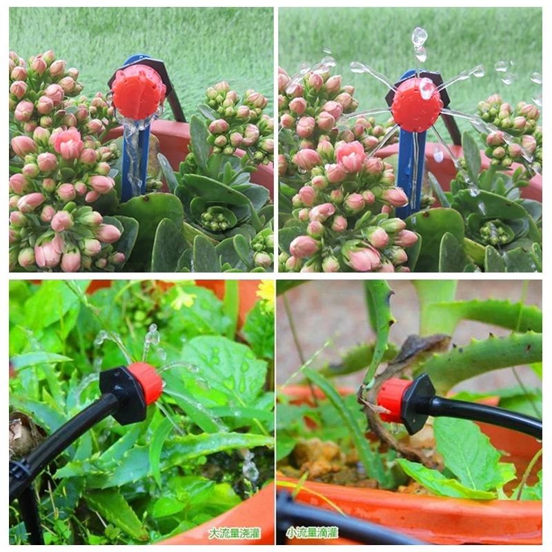 20-500pcs Red Adjustable Dripper Garden Micro Drip Irrigation Supplies Watering Anti-clogging Sprinklers For 4/7mm 1/4 Inch Hose