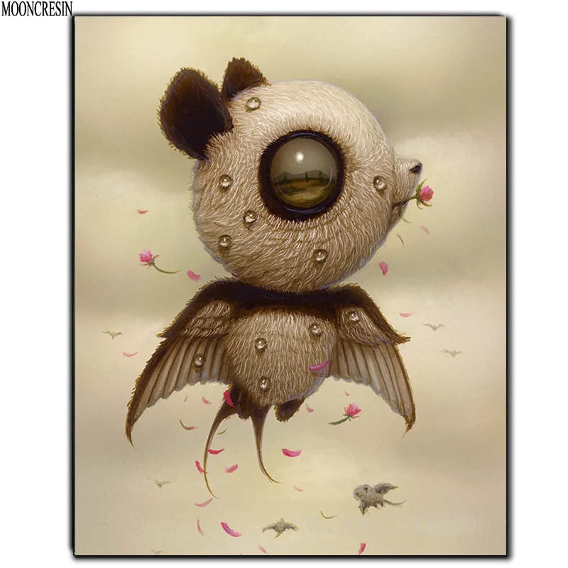 

Diy Diamond Painting Cross Stitch Flying Monster Bird Needlework Diamond Embroidery Full Round Mosaic Decoration Resin Stickers
