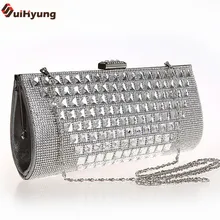 2016 New Rhinestone Clutch Wallet. Full Diamond Banquet Handbag Crystal Evening Bag. Women Shoulder Aslant Bag Black Gold Silver