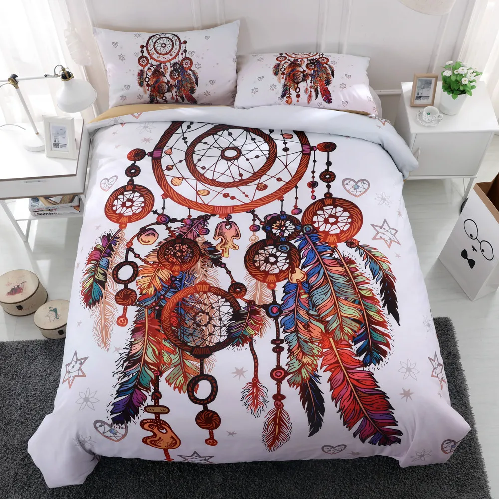 

Cilected 3D Dream Catcher Bedding Set 2/3Pcs Bed Linens Bohemian Feather Butterfly Print Duvet Cover With Pillowcase Bed Set
