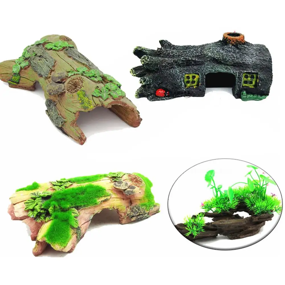 

45# Unique Design Simulation Resin Tree Bark Hiding Cave Reptile Aquarium Habitat Landscape Decor