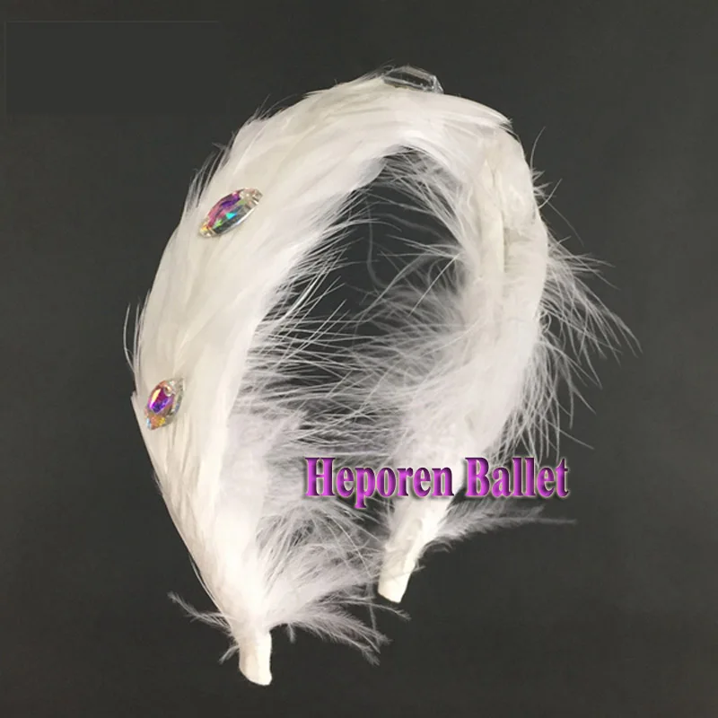 

White Swan Lake Ballet Feather Headwear In Ballet Dance Wear Crystal Decoration,Nutcracker Ballet Hair Accessory Headdress