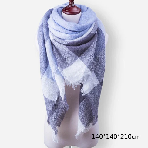 Бренд GROUPJUMP, Модный зимний шарф для женщин, обертывания, треугольный теплый шарф, Клетчатое одеяло, кашемировый женский шарф, женский шарф, Прямая поставка - Цвет: WJ24