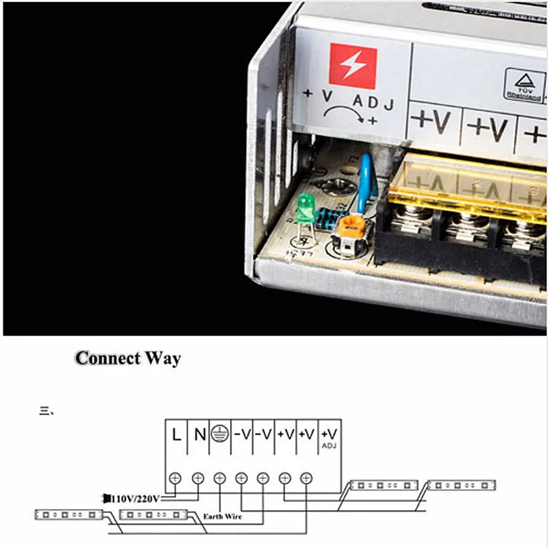 AC110V-220V для DC5V/12 V 1A 2A 3A 5A 10A 15A 20A 30A 40A 50A переключатель Питание Драйвер адаптер Светодиодные ленты светильник