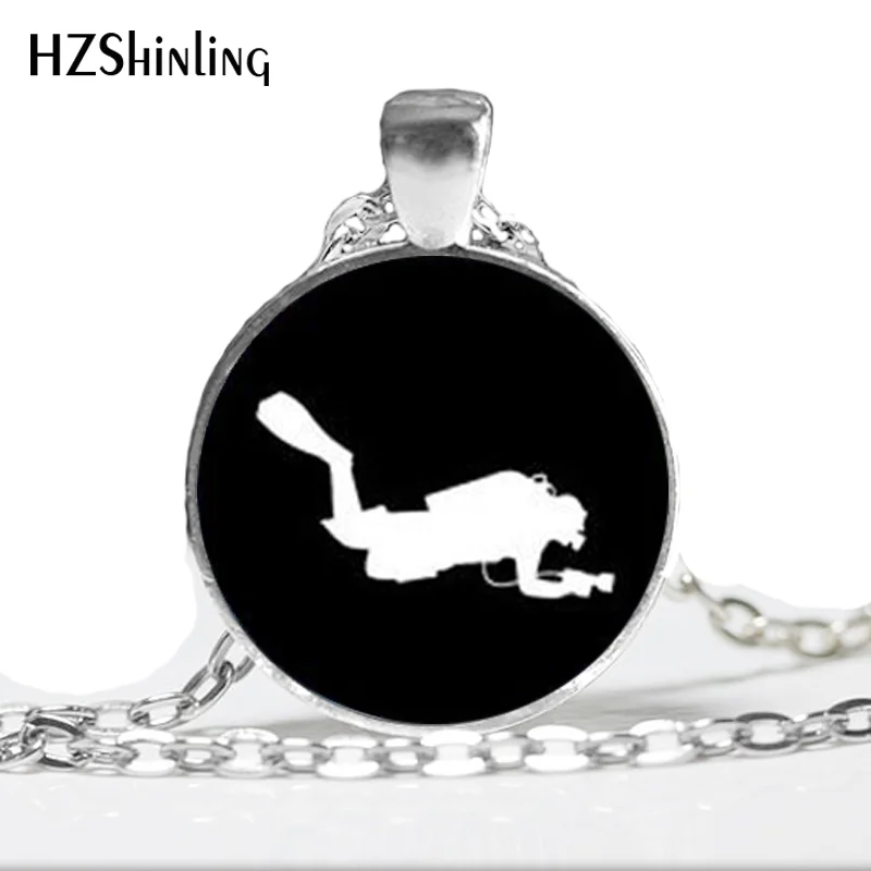 

HZ--A469 New Scuba Diving Necklace Diving Pendant Jewelry Glass Photo Pendant Necklace Sliver HZ1