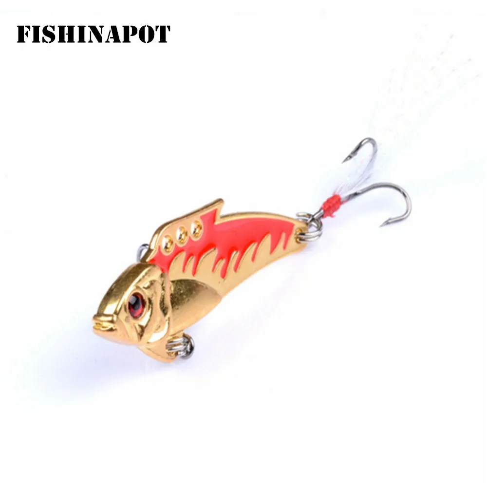 FISHINAPOT 1 шт. металлическая Приманка VIB с перьями 5 см 8 г колебания ложка приманка