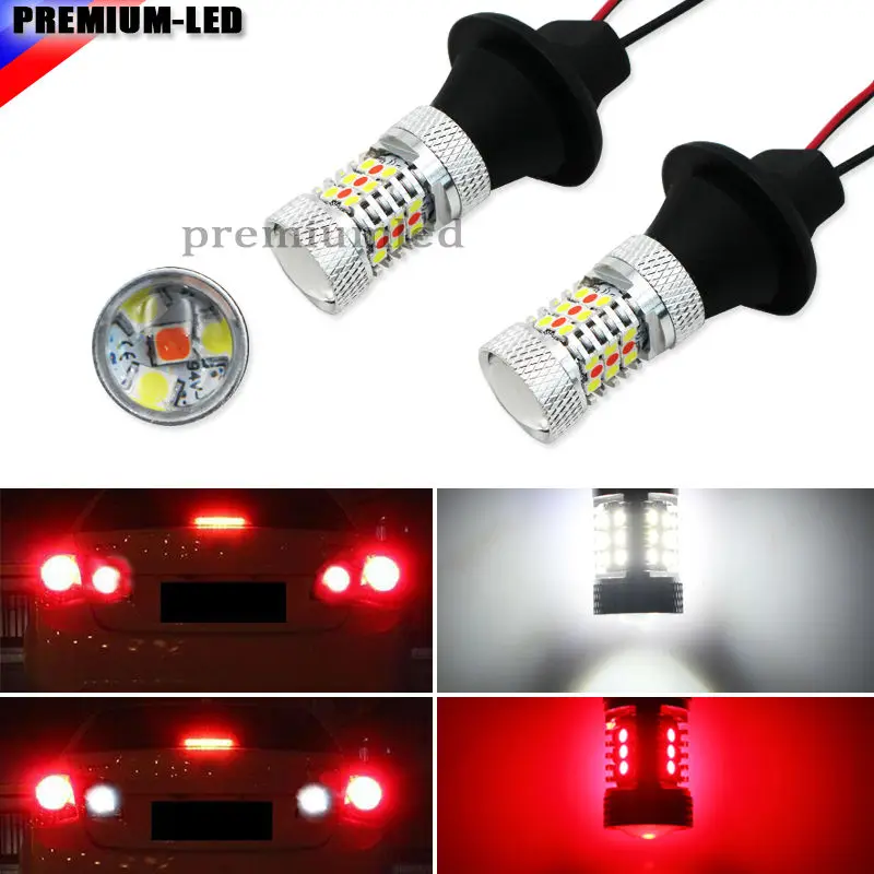 

2pcs 31-SMD White/Red Dual-Color 7440 T20 992A LED Replacement Bulbs For Car Backup Reverse Lights & Rear Fog Lamp Conversion