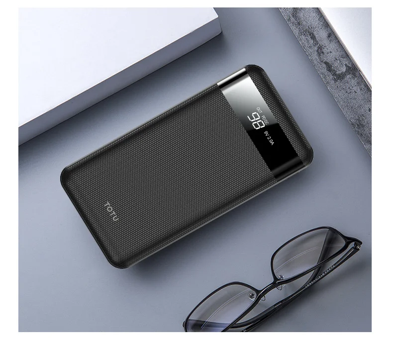 10000 мАч Внешний аккумулятор, портативный внешний аккумулятор, зарядное устройство, двойной USB тонкий внешний аккумулятор для iPhone Xs Xiaomi Mi, телефон, повербанк - Цвет: Черный