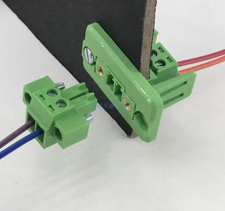 

5sets pitch 3.81mm-2/3/4/5/6/7/8/9 / 10P green through the wall pluggable male and female plug-in copper terminal connector