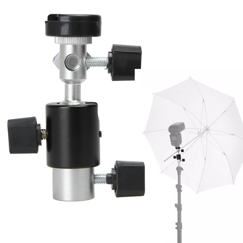 

360 Degree Camera Flash Hot Shoe Adapter Umbrella Holder Swivel Light Stand Bracket Tripod 1/4"3/8'' TypeC Photography Accessory