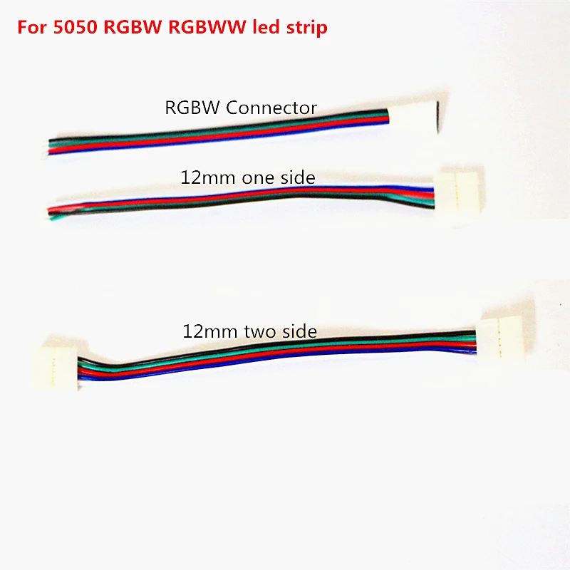 

5Pcs/Lot 5Pin 12mm RGBW LED Strip light Connector Wire No Need Soldering Extend Cable For SMD5050 RGBW RGBWW LED Diode Tape lamp