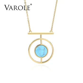 

VAROLE Trendy 26 in Natural Stone Charm Necklaces & Pendants Gold Fashion Jewelry Pendant Necklace For Women Girls