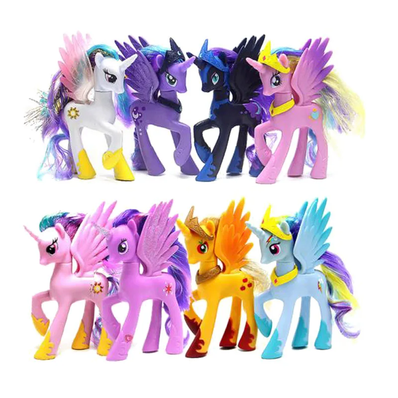 

14cm Horse Action Figures Friendship Is Magic Rainbow Dash unicorn Princess Celestia toy dolls Miniatures For Girls kids toys