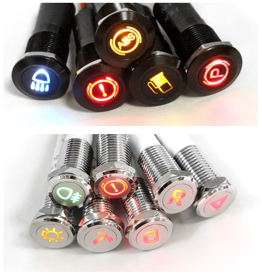 Chrome Waterproof Lamp FILN 12V LED Car Boat LED Warning Dashboard Signal Lights Instrument Pilot light