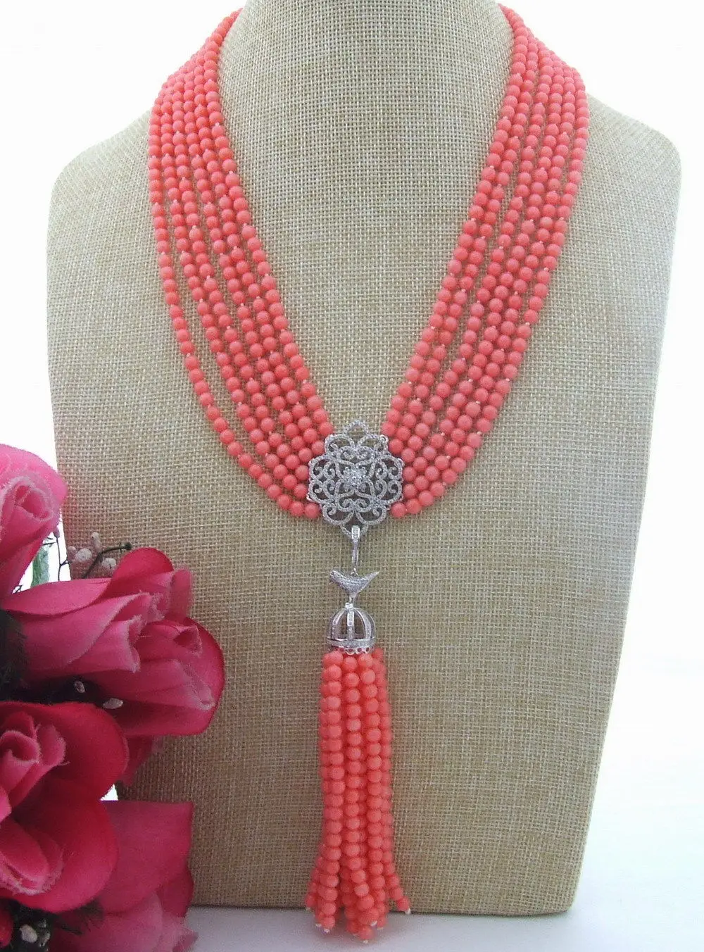 

FC031709 20" 6Strands 5MM Coral Necklace