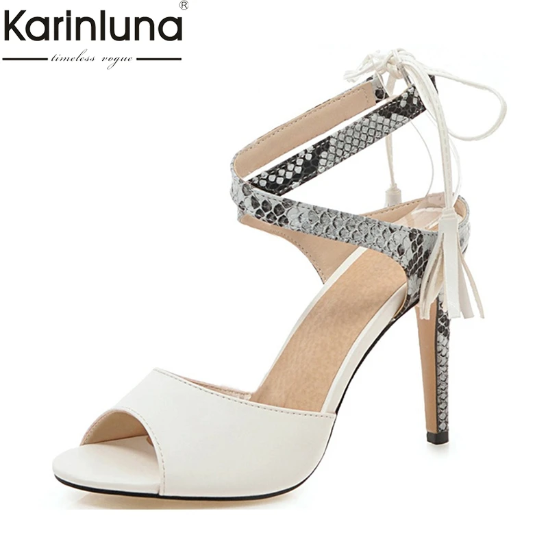 

Karinluna Brand Plus Size 34-48 Luxury Summer Sandals Lace Up Fringe hot sale Women Shoes Woman Party Office Footwear Femal