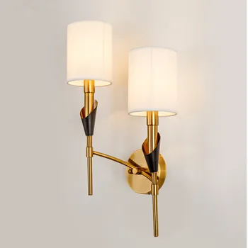 

(E14 LED Bulb For Free) Modern Wall Light Iron Led Wall Sconce for home/bathroom/bedroom/living room decor Fabric shade wandlamp