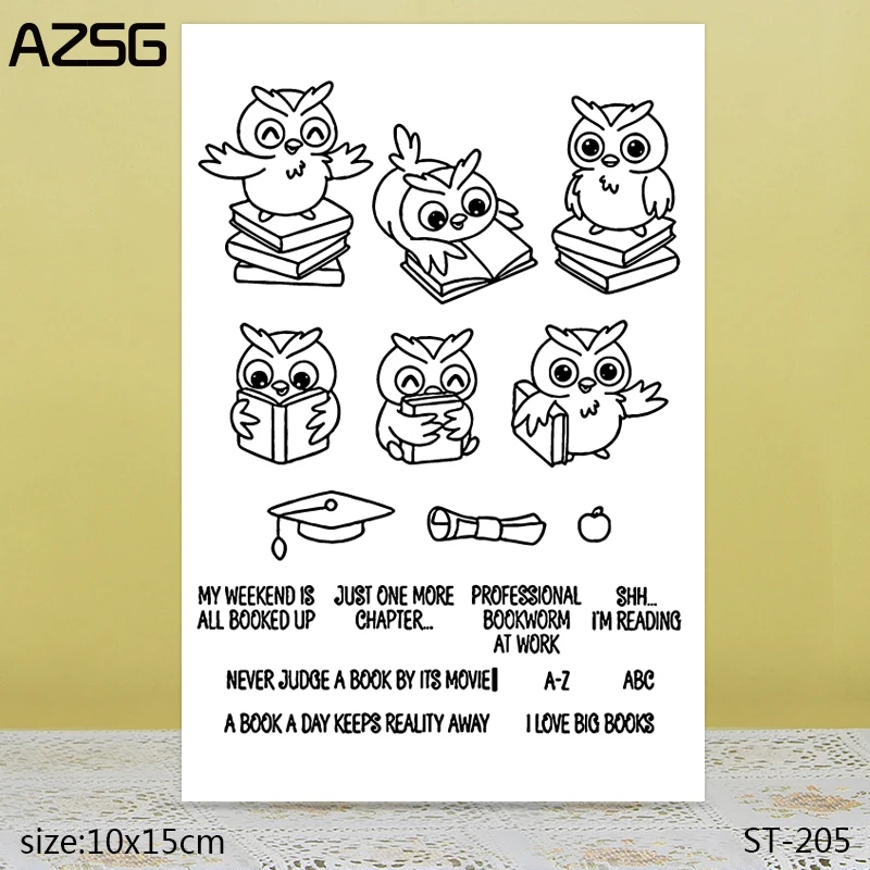 

AZSG Hard Working Bird Owl Clear Stamps/Seals For DIY Scrapbooking/Card Making/Album Decorative Silicone Stamp Crafts