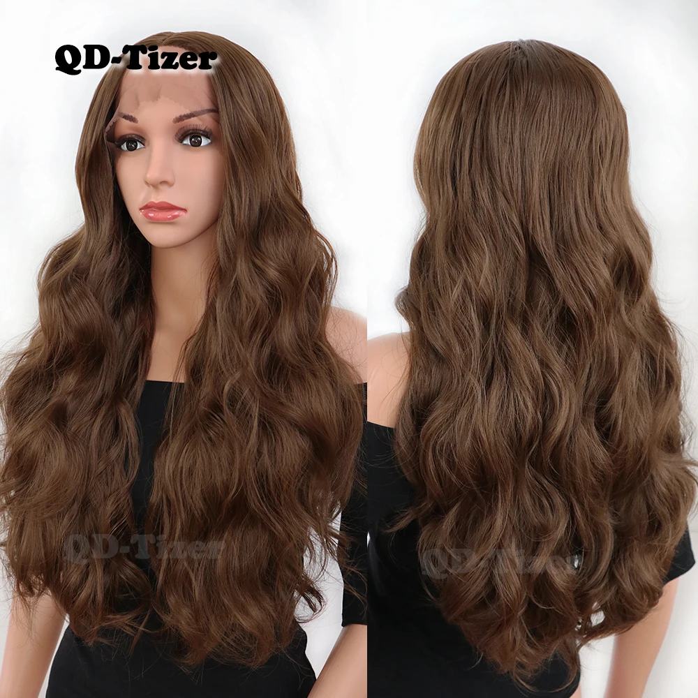 

QD-Tizer Lace Front Wig For Women Heat Resistant Wavy Style Glueless Synthetic Lace Front Wig Combs&Straps