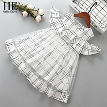 HE Hello Enjoy/Одежда для девочек детская одежда платья для девочек клетчатое платье с открытыми плечами детское платье для больших сестер детская одежда