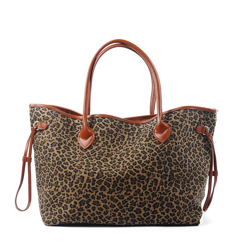 Wholesale Blanks Brown Cheetah Tote Black Canvas Leopard Tote Large Handbag Free Shipping ...