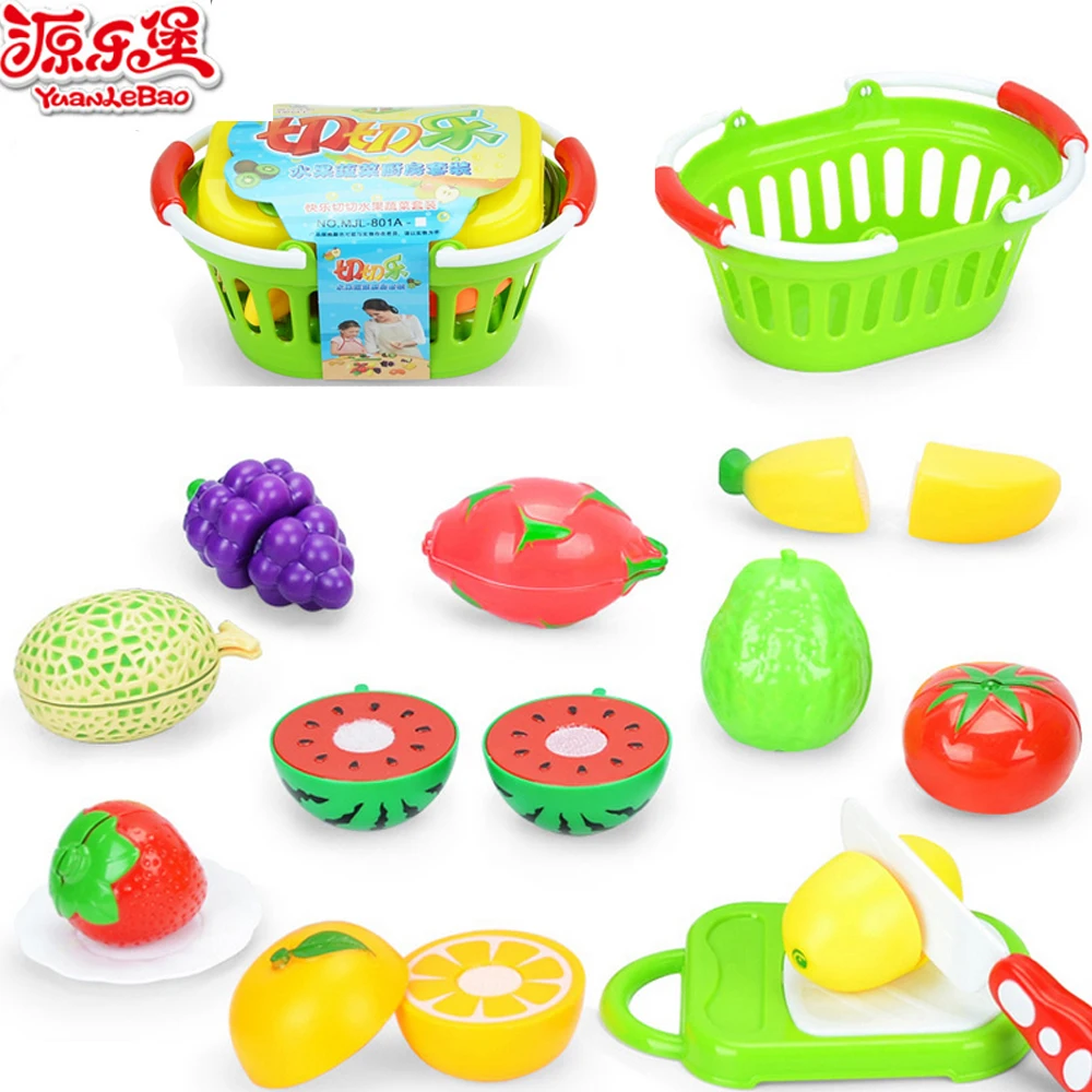 Yuanlebao Classic Plastic Fruit Vegetables Cutting Kitchen Toy Kids