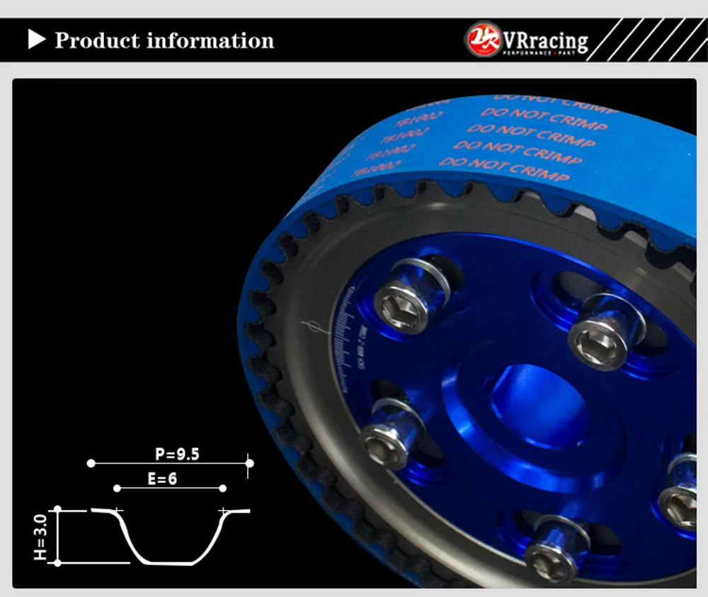 VR RACING-HNBR гоночный Ремень ГРМ+ алюминиевый Cam gear+ PQY Cam чехол для 92-00 Civic D16Z D16Y VR-TB1002B+ 6542B+ 6337