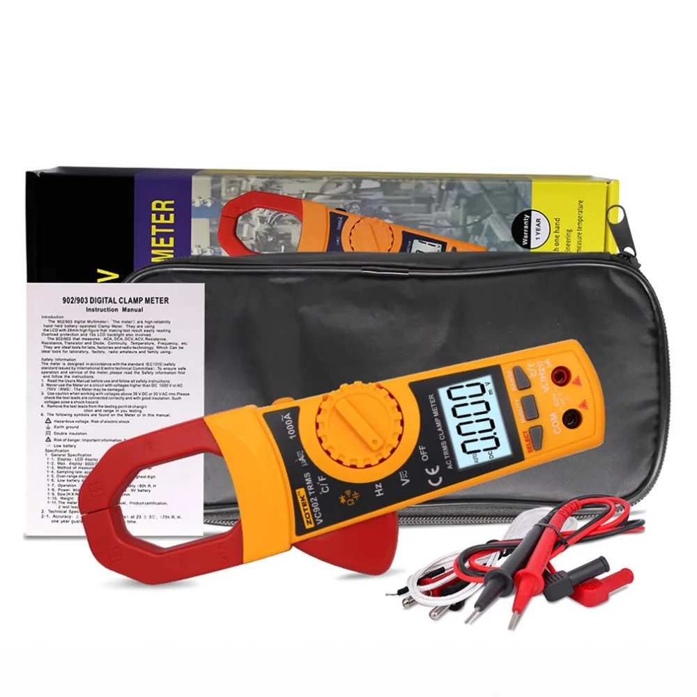 

ZOTEK VC902 Digital Clamp Meter 6000 Counts Accurate Multimeter AC DC Current Voltage Tester Handle Multimeter Measuring Tool