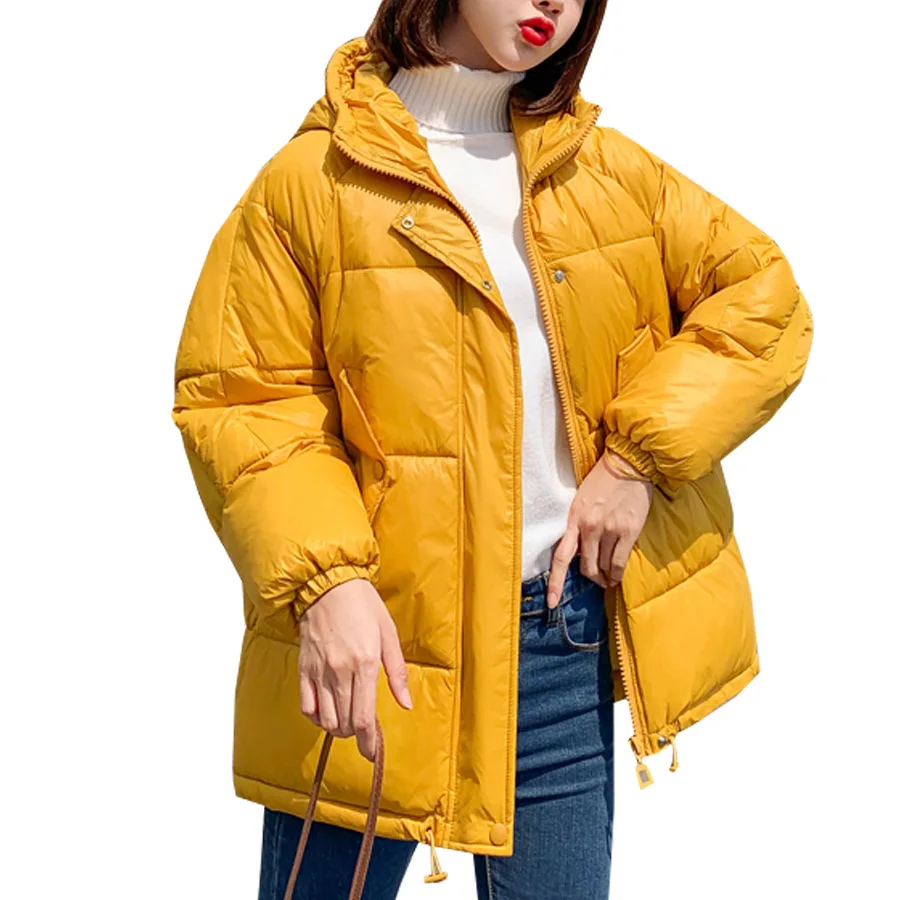 

Coats female 2019 long sleeve hooded thick warm loose winter coat women cotton-padded Medium long Sustans jacket women