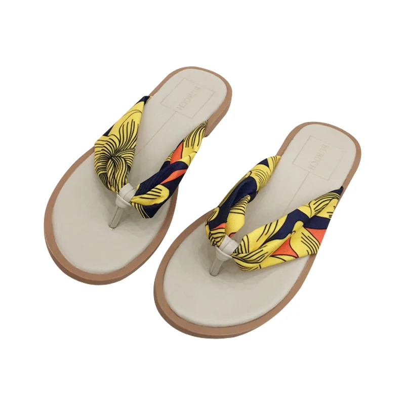 

BUROCH Women Beach Flip Flops 2019 summer new bohemian flower beach sandals soft bottom flat flip-flops women's flat slippers