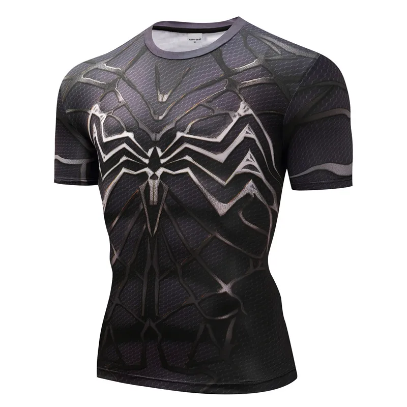 3D футболки с человеком-пауком, мужские компрессионные футболки с коротким рукавом, быстросохнущие топы с супергероями, футболки для бодибилдинга, фитнеса, футболки, футболки ZOOTOP