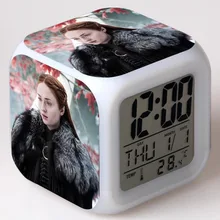 Gamen престолов сезон 7 будильник игрушки со светодиодной изменение цвета освещения проекционная лампа аниме игрушки для детей сенсорные часы